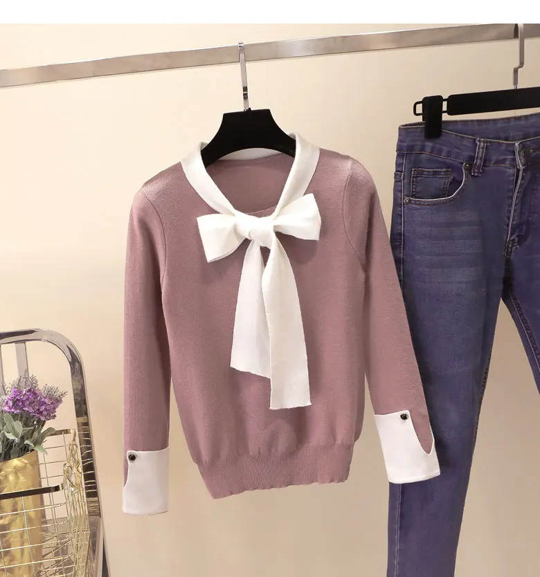 2019 New Knit Sweater Women Autumn Winter Long Sleeve Tops with Bow Pullovers Sweaters
2019 New Knit Sweater Women Autumn Winter Long Sleeve Tops with Bow Pullovers Sweaters