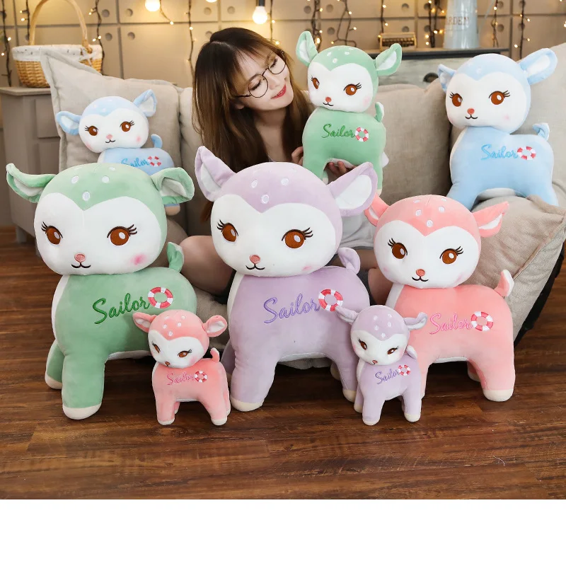 25-55cm cute giraffe plush toy soft pillow sika deer doll kawaii