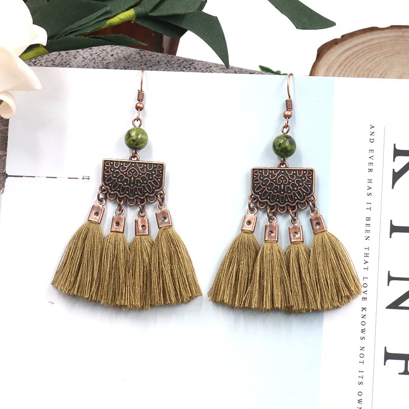 TopHanqi Wholesale Vintage Tassel Earrings For Women Fashion Popular Earings Natural Stone Accessories Ladies Holiday Jewelry
TopHanqi Wholesale Vintage Tassel Earrings For Women Fashion Popular Earings Natural Stone Accessories Ladies Holiday Jewelry