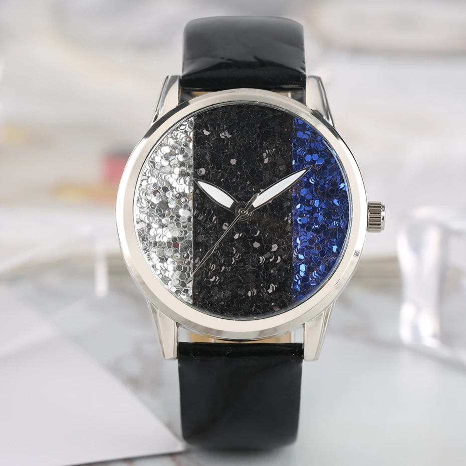 2017 New arrivals Women Bracelet Watch Crystal Glitter Quartz Clocks Female White Pointer Multicolor PU Leather Relogio Feminino Fashion (7)