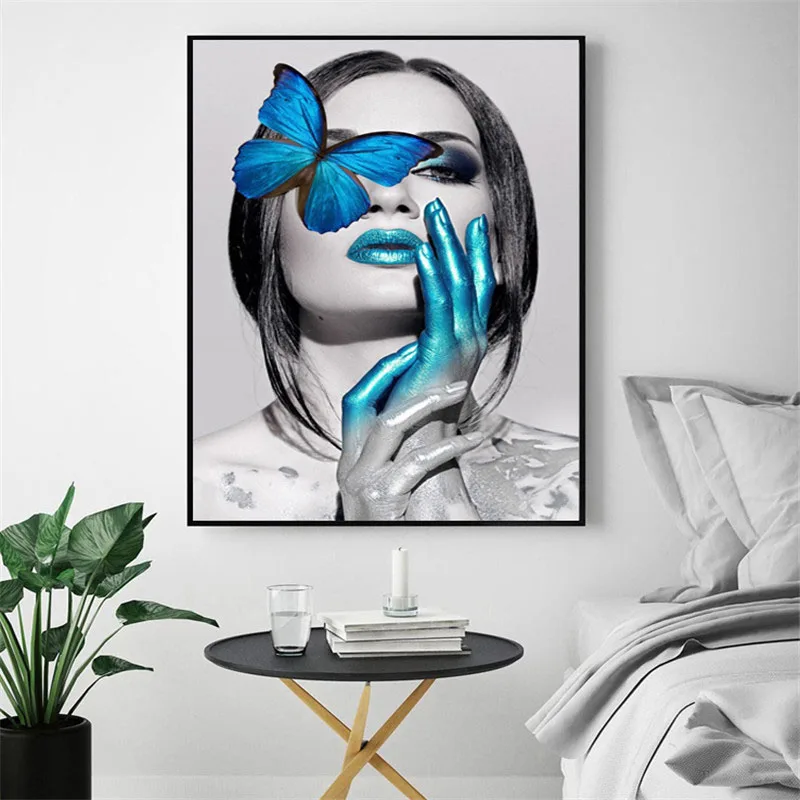 HAOCHU Nordic Figure Decorative Painting Canvas Art Print Wall Picture Poster Modern Blue Butterfly Woman Creative Home Decor
HAOCHU Nordic Figure Decorative Painting Canvas Art Print Wall Picture Poster Modern Blue Butterfly Woman Creative Home Decor