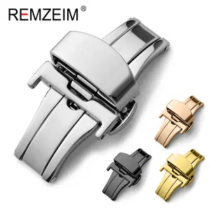Stainless-Steel Strap-Button Watch-Band Deployment-Buckle 20mm Butterfly Double-Click Stainless-Steel Strap-Button Watch-Band Deployment-Buckle 20mm Butterfly Double-Click