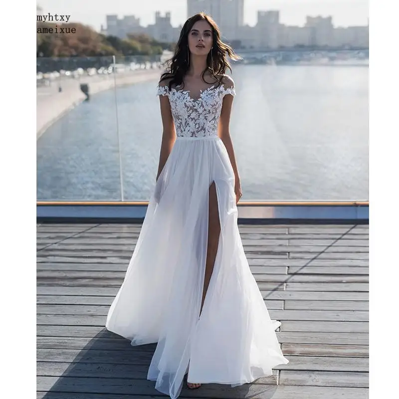 Chiffon Sexy Cheap Beach Wedding Dress 2019 Flower Appliques Summer Bride Side Slit Vestidos De Novia Plus Size Lace Bridal Gown
Chiffon Sexy Cheap Beach Wedding Dress 2019 Flower Appliques Summer Bride Side Slit Vestidos De Novia Plus Size Lace Bridal Gown