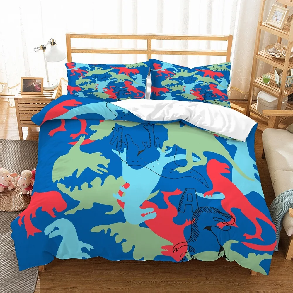 Boys Dinosaur Duvet Cover Set 3D Red/Blue/Green/Black Dino Printed Background Microfiber 3 Pieces Bedding Set with 2 Pillow Sham
Boys Dinosaur Duvet Cover Set 3D Red/Blue/Green/Black Dino Printed Background Microfiber 3 Pieces Bedding Set with 2 Pillow Sham
