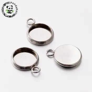 Flat Round 304 Stainless Steel Charm Settings, Stainless Steel Color, Tray: 10mm; 15.5x12x2mm, Hole: 2.5mm
Flat Round 304 Stainless Steel Charm Settings, Stainless Steel Color, Tray: 10mm; 15.5x12x2mm, Hole: 2.5mm
