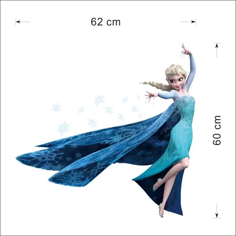 

Cartoon Elsa Queen Snowflakes Frozen Movie Wall Stickers For Kids Room Home Decoration DIY Girls Room Anime Mural Art PVC Poster
