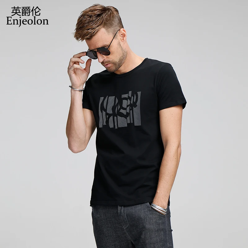 Enjeolon Brand 2019 Cotton T shirt Men Black White Printing Clothing O neck Short sleeve Clothes Fashion Tee Shirt T7180
Enjeolon Brand 2019 Cotton T shirt Men Black White Printing Clothing O neck Short sleeve Clothes Fashion Tee Shirt T7180