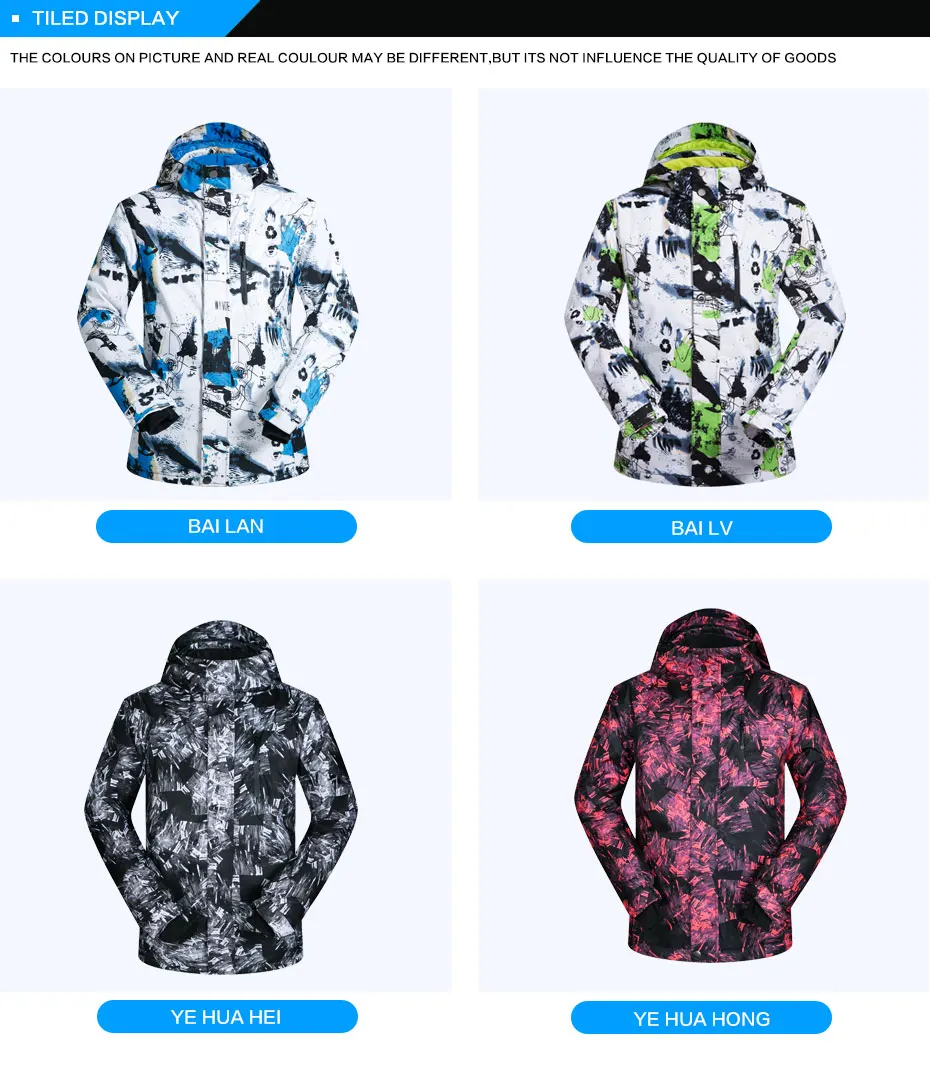 New Outdoor Sports Men Ski Jackets Windproof Waterproof Thermal Snowboard Snow Skiing Hooded Coat Skiwear Ice Skating Clothes 27