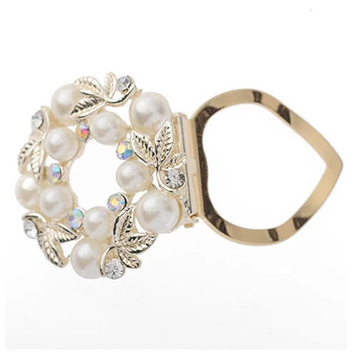 

Bluelans Elegant Faux Pearl Rhinestone Scarf Ring Silk Scarf Buckle Clip Fashion Jewelry