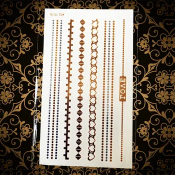 Fashion Heart Chains Jewelry Fake Flash Gold Metallic Tattoo Women Body Arm Art Tattoo Stickers AAQ-1018 Bracelet Henna Tatoos
Fashion Heart Chains Jewelry Fake Flash Gold Metallic Tattoo Women Body Arm Art Tattoo Stickers AAQ-1018 Bracelet Henna Tatoos
