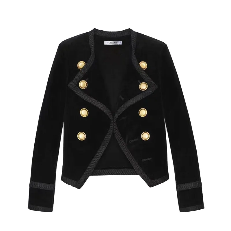 2019 New Runway design Women Notched Collar Short Jacket Coat Winter Double Breasted Suit Female Velvet Black Slim Outwear
2019 New Runway design Women Notched Collar Short Jacket Coat Winter Double Breasted Suit Female Velvet Black Slim Outwear