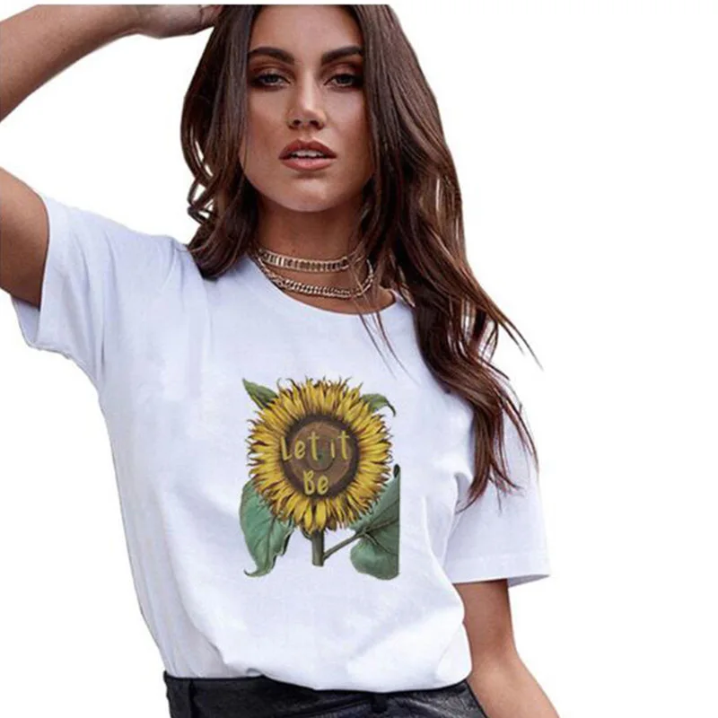 Let It Be Sunflower Print Women Graphic Tee Shirt Summer Fashion Tshirt Woman 100% Cotton Oversized T-shirts Girls White Tops
Let It Be Sunflower Print Women Graphic Tee Shirt Summer Fashion Tshirt Woman 100% Cotton Oversized T-shirts Girls White Tops