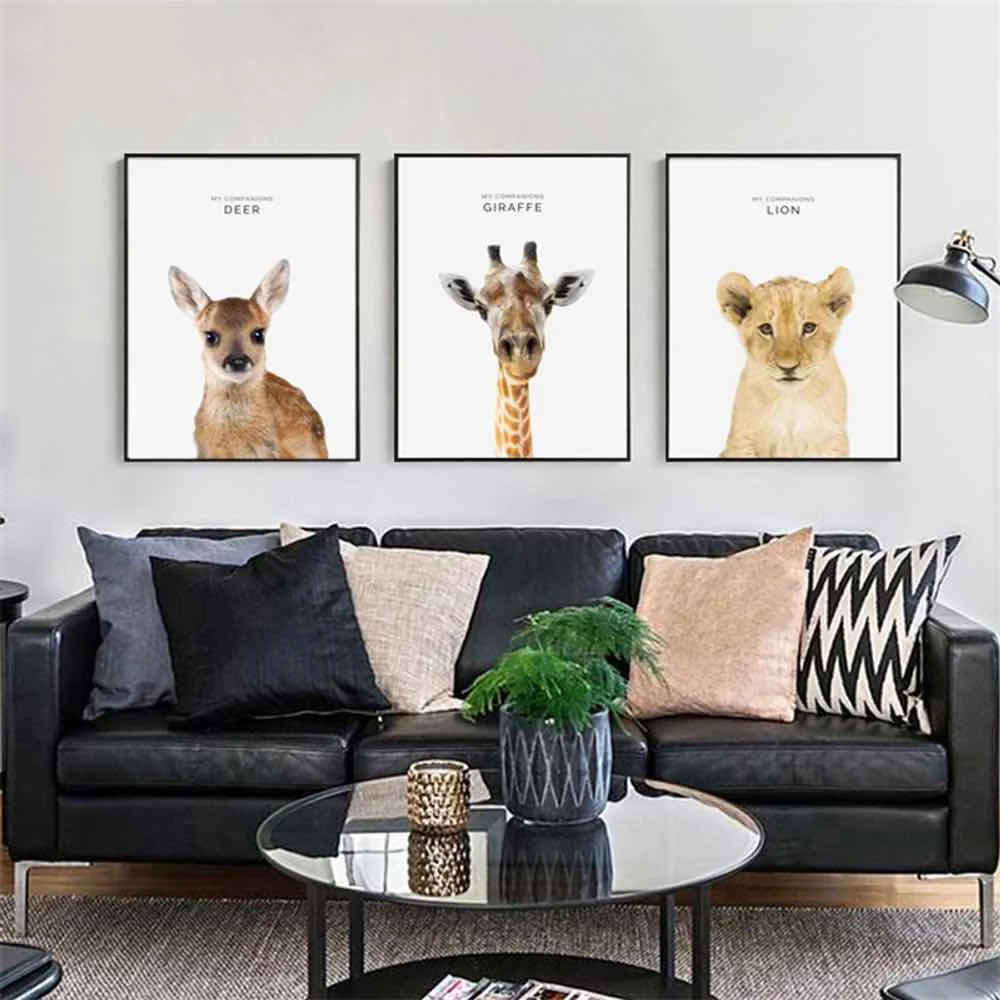 HAOCHU Жираф Лев кот кенгуру холст картина для гостиной домашний декор живопись