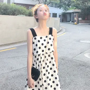 Korean Women's Summer Casual Sleeveless Off Shoulder Wave point A-Line Mini Dress
Korean Women's Summer Casual Sleeveless Off Shoulder Wave point A-Line Mini Dress