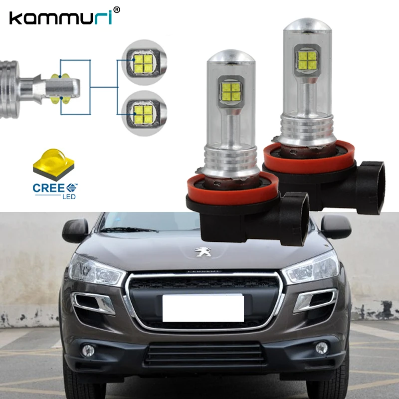 Canbus H8 H11 автомобиля светодиодный фонарь DRL лампы для Peugeot 206 207 307 308 407 408 508 406 301 2008 3008
