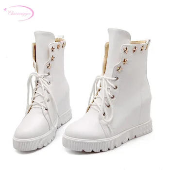 Chainingyee sweet casual style round toe ankle boots lace-up metal decoration high with increasing women motorcycle boots
Chainingyee sweet casual style round toe ankle boots lace-up metal decoration high with increasing women motorcycle boots