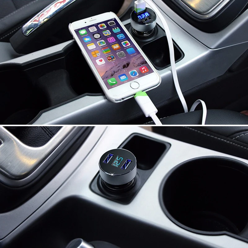 JX-LCLYL Dual USB DC 5V 3.1A Car Charger Adapter Voltmeter For iPhone Samsung Blue