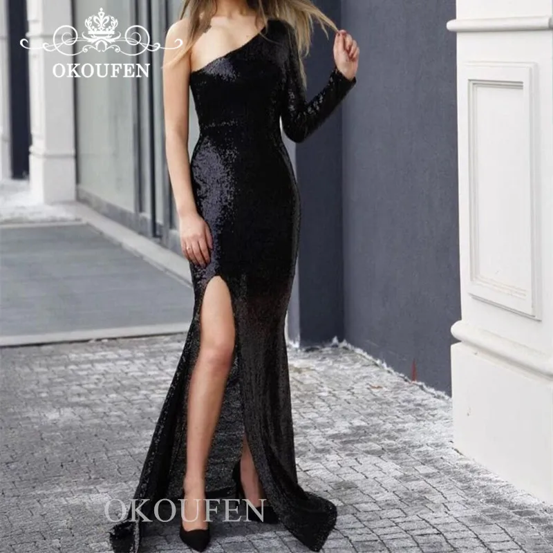 Black One Long Sleeves Evening Dress For Women 2019 Bling Sequined Side Split Mermaid Long Robe De Soiree Prom Dresses
Black One Long Sleeves Evening Dress For Women 2019 Bling Sequined Side Split Mermaid Long Robe De Soiree Prom Dresses