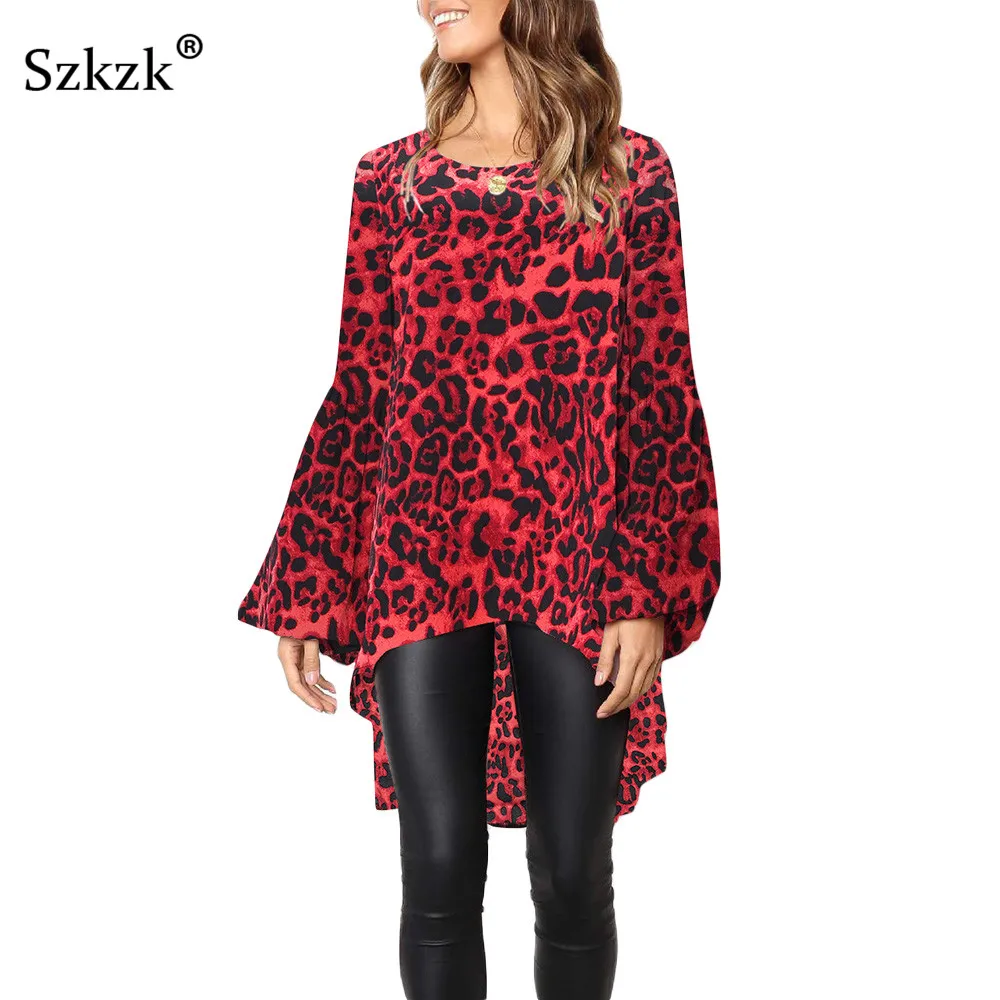 Szkzk Leopard Red Women Tops Spring Casual Asymmertical Puff Sleeve Shirt Autumn Streetwear O Neck Loose Casual Female T Shirt
Szkzk Leopard Red Women Tops Spring Casual Asymmertical Puff Sleeve Shirt Autumn Streetwear O Neck Loose Casual Female T Shirt