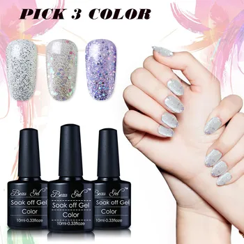 

Beau Gel 10ml Glitter Pearl UV Gel Varnish Soak Off Nail Gel Polish Semi Permanent Bling Gel Lacquer Gelpolish Pick 3 Colors