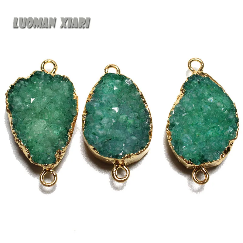 Wholesale Unique Green Purple Drusy Natural Stone Reversible Pendant 2 Circle Golden Plated DIY Necklaces For Jewelry Making
Wholesale Unique Green Purple Drusy Natural Stone Reversible Pendant 2 Circle Golden Plated DIY Necklaces For Jewelry Making