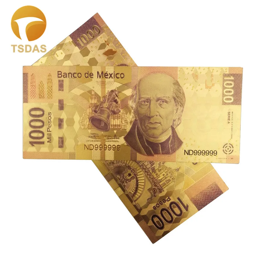 Mexican 1000 Pesos 24k Foil Plastic Gold Banknote Gift Card Paper Money Home Decorative Souvenir Banknotes for Collection
Mexican 1000 Pesos 24k Foil Plastic Gold Banknote Gift Card Paper Money Home Decorative Souvenir Banknotes for Collection