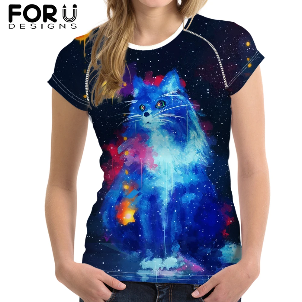 FORUDESIGNS Colorful Cat Print T Shirt for Women Girl Summer Aesthetic Short Sleeve Female Cool Tee Tops T-Shirt Streetwear 2019 
FORUDESIGNS Colorful Cat Print T Shirt for Women Girl Summer Aesthetic Short Sleeve Female Cool Tee Tops T-Shirt Streetwear 2019