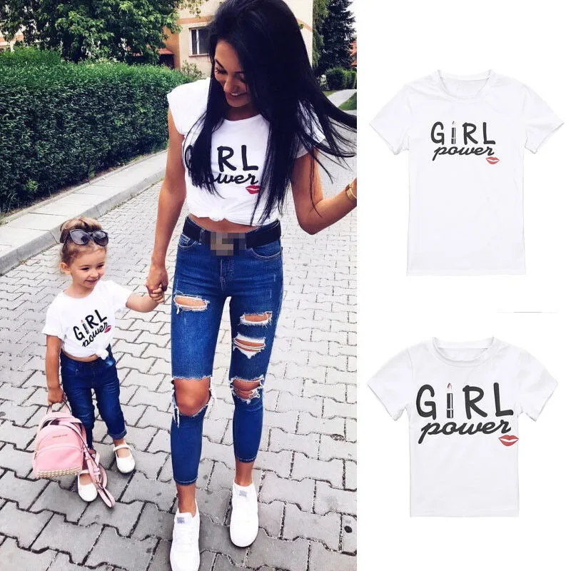 Family Clothes Mother Daughter T Shirt Womens Kids Girls summer GIRL POWER Tops Tee short sleeve casual matching outfits
Family Clothes Mother Daughter T Shirt Womens Kids Girls summer GIRL POWER Tops Tee short sleeve casual matching outfits