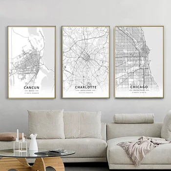 City Map Cancun, Mexico Charlotte, United States Chicago, United States Poster Living Room Art Picture Home Decor Canvas
City Map Cancun, Mexico Charlotte, United States Chicago, United States Poster Living Room Art Picture Home Decor Canvas