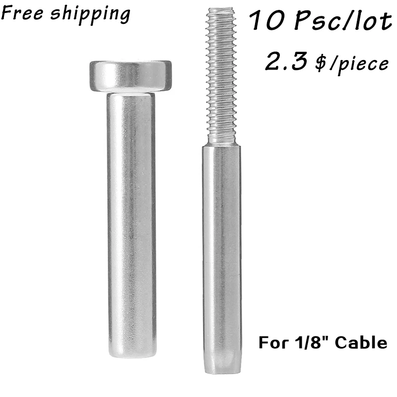 10pcs/lot 1/8" 3/16" Cable Railing Stainless Steel Invisible Receiver Stud Swage End Fitting Cable Threaded Stud Terminal
10pcs/lot 1/8" 3/16" Cable Railing Stainless Steel Invisible Receiver Stud Swage End Fitting Cable Threaded Stud Terminal