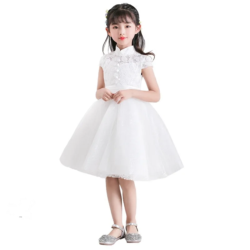 Фото Новое Белое Пышное кружевное платье с цветочным узором для девочек на свадьбу
