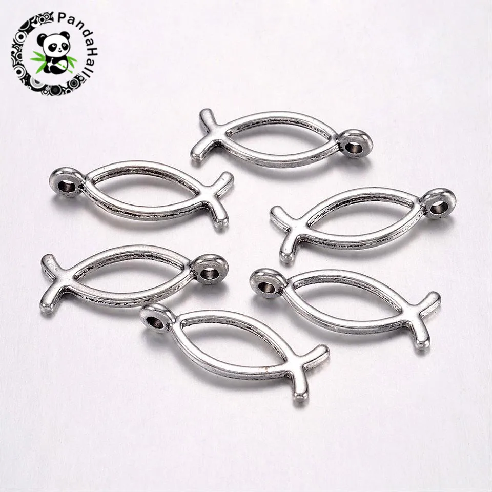 50pcs Tibetan Style Pendants Jesus Fish for Christian Jewelry Lead Free & Cadmium Free, Antique Silver, about 8mm wide 20mm long
50pcs Tibetan Style Pendants Jesus Fish for Christian Jewelry Lead Free & Cadmium Free, Antique Silver, about 8mm wide 20mm long