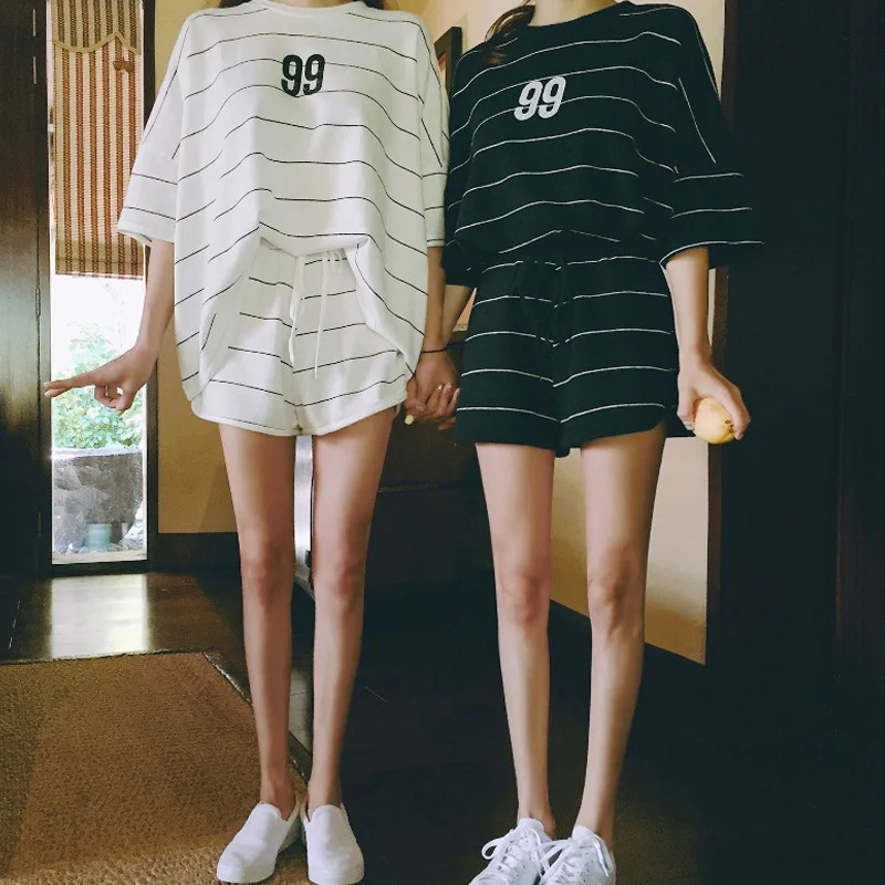 Summer Tracksuit Casual Short Sleeve Loose T-Shirt Elastic Waist Short Pant Two Piece Korean Women Home Outfit Plus Size Kawaii
Summer Tracksuit Casual Short Sleeve Loose T-Shirt Elastic Waist Short Pant Two Piece Korean Women Home Outfit Plus Size Kawaii