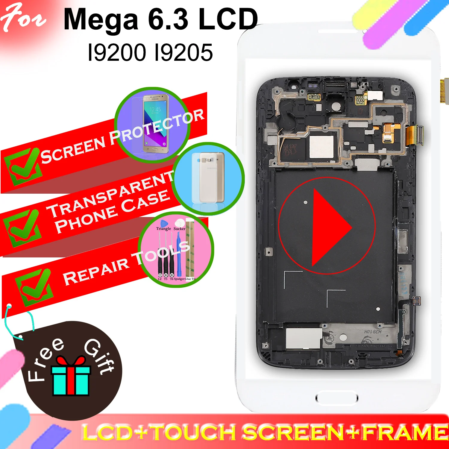 For Samsung Galaxy Mega 6.3 i9200 i9205 LCD Touch Screen Digitizer Assembly BEZEL Frame with Home Button
For Samsung Galaxy Mega 6.3 i9200 i9205 LCD Touch Screen Digitizer Assembly BEZEL Frame with Home Button