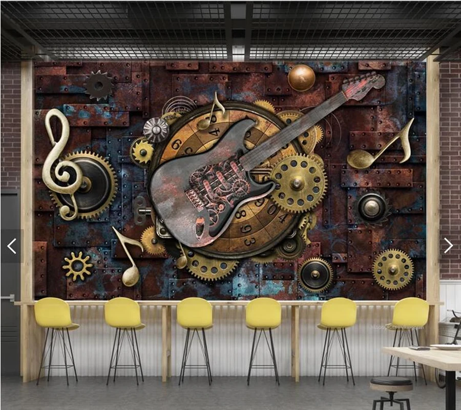 Custom papel parede 3d, vintage metal note guitar fresco for restaurant kitchen bar shop background wall home decor wallpaper
Custom papel parede 3d, vintage metal note guitar fresco for restaurant kitchen bar shop background wall home decor wallpaper
