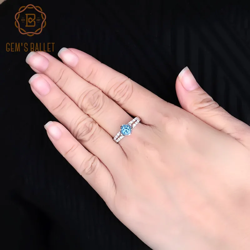 GEM'S BALLET 1.05Ct Round Natural Swiss Blue Topaz Gemstone Ring 925 Sterling Silver Simple Ring for Women Gift Fine Jewelry
GEM'S BALLET 1.05Ct Round Natural Swiss Blue Topaz Gemstone Ring 925 Sterling Silver Simple Ring for Women Gift Fine Jewelry
