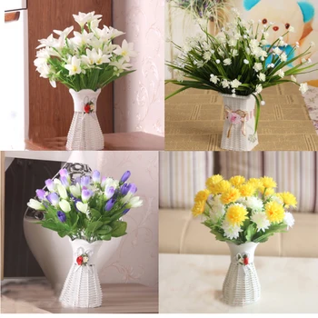 One Set Artificial Flower Plastic Vase + Silk Flowers For Home Party Decoration Artificial Flower Bonsai Plant Pot Wedding Decor
One Set Artificial Flower Plastic Vase + Silk Flowers For Home Party Decoration Artificial Flower Bonsai Plant Pot Wedding Decor