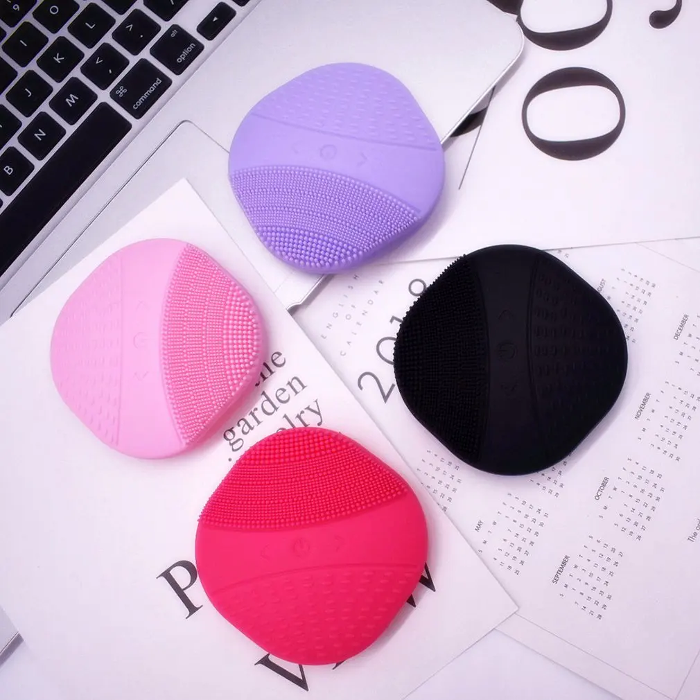 Фото Mini Silicone Cleansing Instrument Creative Ultrasonic Vibration Electric Pore Cleaner 15 File Adjustment Wash Brush |