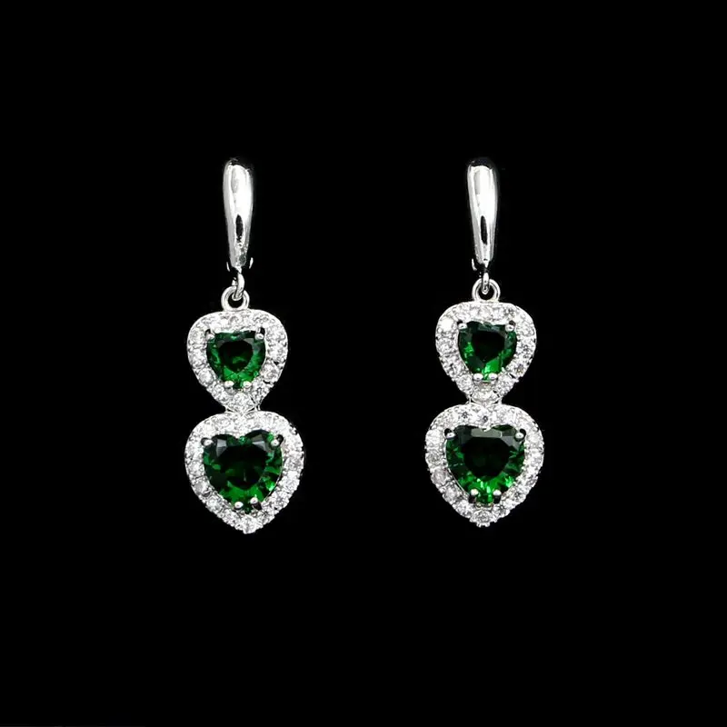 Heart Shaped 925 Sterling Silver Wedding Earrings Green Stone White Crystal For Women
Heart Shaped 925 Sterling Silver Wedding Earrings Green Stone White Crystal For Women