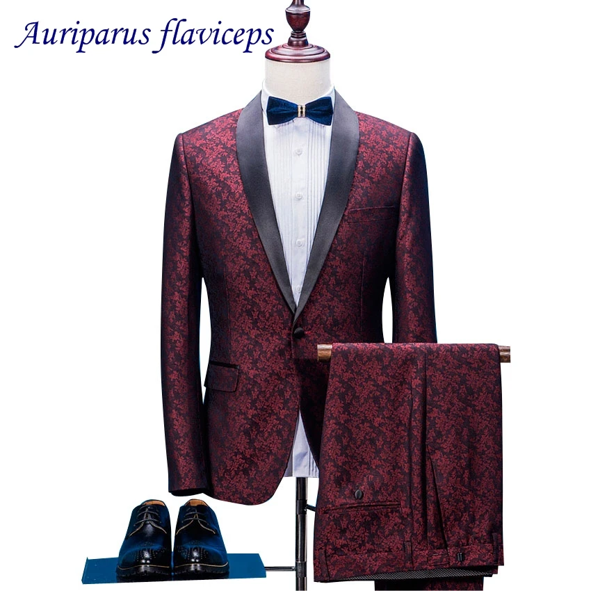 New Prom Men Suit With Pants Red Floral Jacquard Wedding Suits for Men Shawl Lapel 2 pieces Korean Slim Fit Dress (Jacket+Pant)
New Prom Men Suit With Pants Red Floral Jacquard Wedding Suits for Men Shawl Lapel 2 pieces Korean Slim Fit Dress (Jacket+Pant)