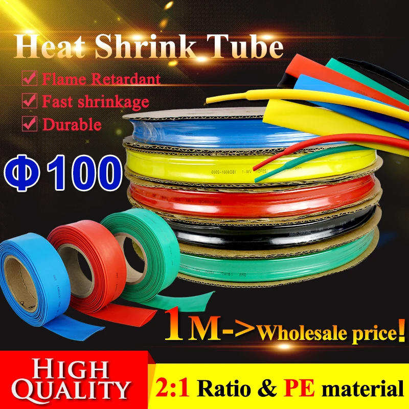1meter/lot 100mm Heat shrink tube 2:1 Shrinkable Tubing Heatshrink tube Colorful Cable sleeve Wire wrap kit Wholesale Price
1meter/lot 100mm Heat shrink tube 2:1 Shrinkable Tubing Heatshrink tube Colorful Cable sleeve Wire wrap kit Wholesale Price