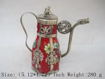 Chinese ancient Tibet copper longfeng monkey ceramic teapot
Chinese ancient Tibet copper longfeng monkey ceramic teapot