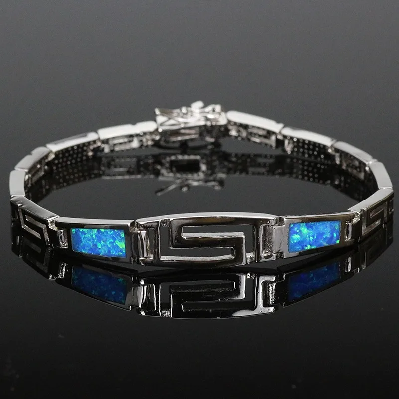 

JZB0061 New Arrival Blue Opal Gem Bracelets For Women Silver Plated Bracelets & Bangles Jewelry for Man Lover Bracelet