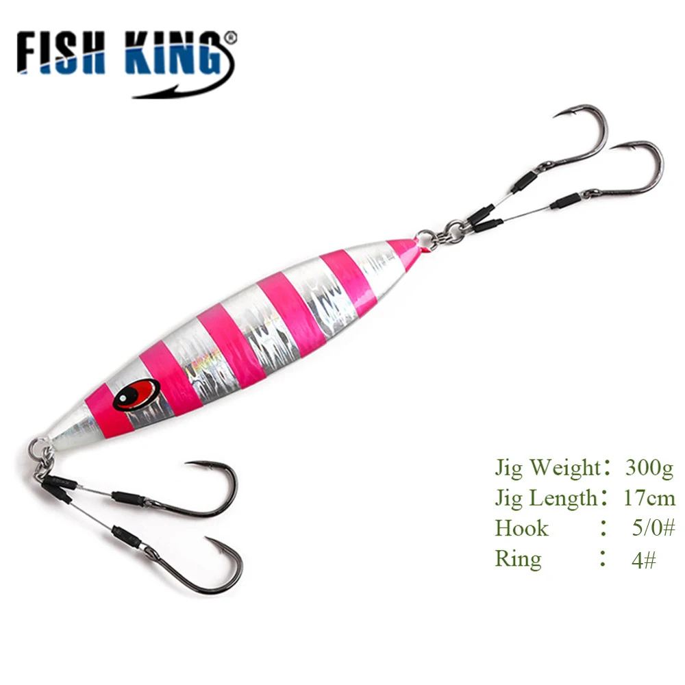FISH KING 300g Jiging Fishing Lure Metal Hard Bait With Hooks Swim Artificial Bait Sea Fishing Tackle Artificial
FISH KING 300g Jiging Fishing Lure Metal Hard Bait With Hooks Swim Artificial Bait Sea Fishing Tackle Artificial