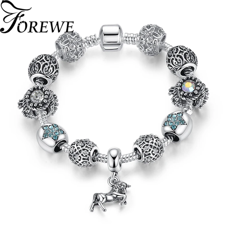 FOREWE European Vintage Silver Color Crystal Star Charm Bracelet for Women Original DIY Horse Bead Brand Bracelet Jewelry Gift
FOREWE European Vintage Silver Color Crystal Star Charm Bracelet for Women Original DIY Horse Bead Brand Bracelet Jewelry Gift