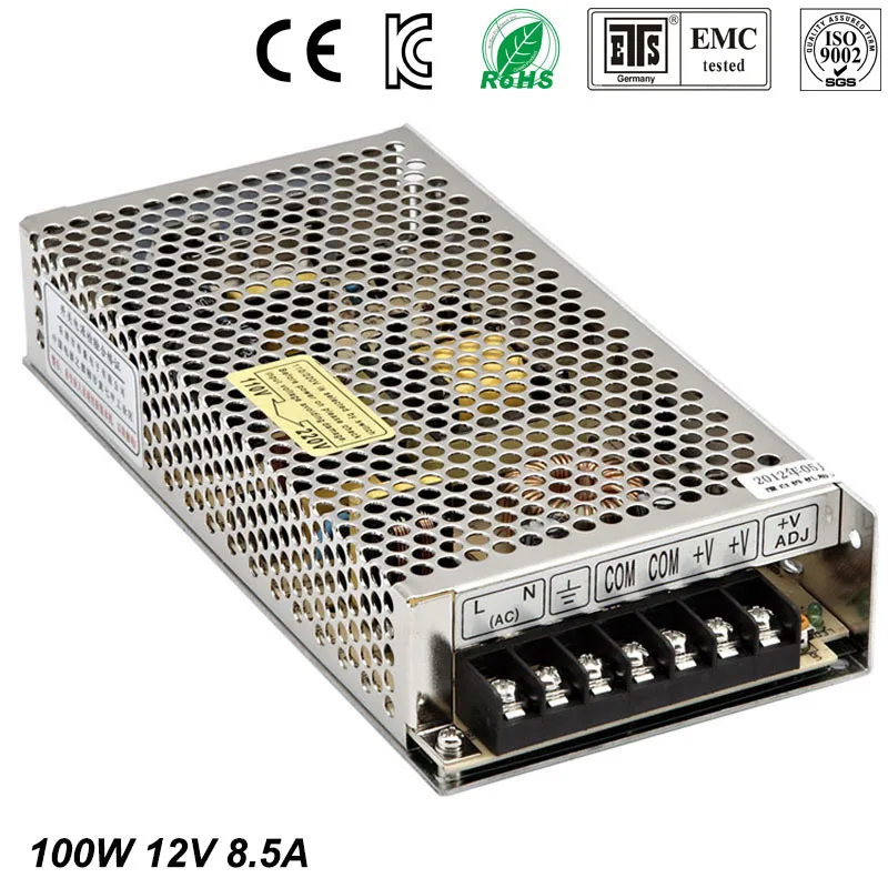 Single Output Switching LED Power Supply 12V 8.5A 100W AC100-240V to DC12V Led Driver Adapter For Led Strips Light CNC CCTV
Single Output Switching LED Power Supply 12V 8.5A 100W AC100-240V to DC12V Led Driver Adapter For Led Strips Light CNC CCTV