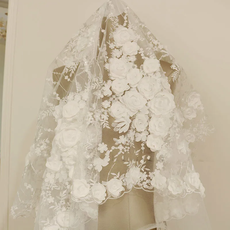 European Luxury Ivory White Wedding Dress Lace Fabric 3D Chiffon Satin Flowers Nail Bead Pearl Evening Dress Fabric Accessories
European Luxury Ivory White Wedding Dress Lace Fabric 3D Chiffon Satin Flowers Nail Bead Pearl Evening Dress Fabric Accessories