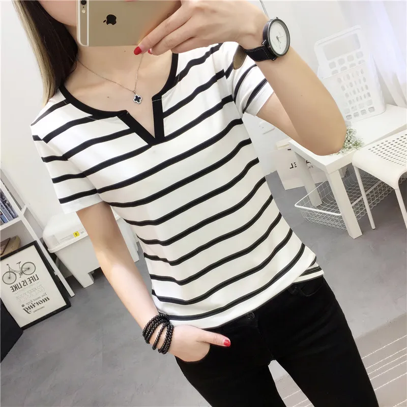 MRMT Stripes Womens T-Shirt V Collar T Shirts Skinny Half Sleeve Clothes Women Slim Under Wear Tshirt Casual Top Tees For Female MRMT Stripes Womens T-Shirt V Collar T Shirts Skinny Half Sleeve Clothes Women Slim Under Wear Tshirt Casual Top Tees For Female