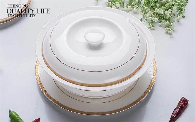 9 inch, Golden striped designed, fine bone china soup tureen, pottery tureen with lid, ceramic hot pot lunch box, for party serv
9 inch, Golden striped designed, fine bone china soup tureen, pottery tureen with lid, ceramic hot pot lunch box, for party serv