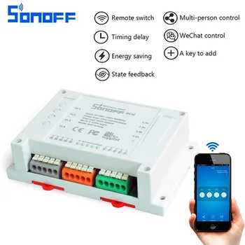 Sonoff 4CH Wifi Smart Switch Universal Remote Intelligent Switch Interruptor 4 Channel Din Rail Mounting for Smart Home
Sonoff 4CH Wifi Smart Switch Universal Remote Intelligent Switch Interruptor 4 Channel Din Rail Mounting for Smart Home